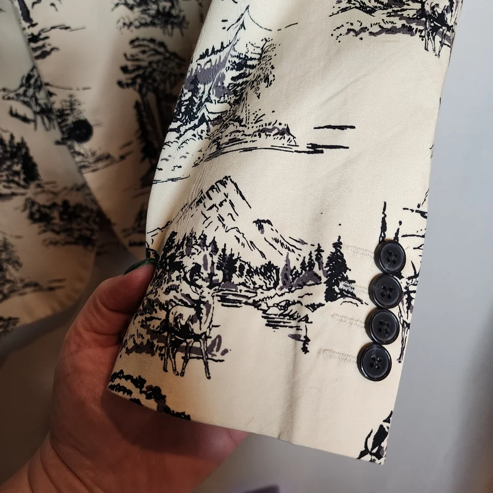 Macy's INC Deer Scene Tan Blazer Mens Size XXL Slim Hunter Outdoors - Picture 15 of 16